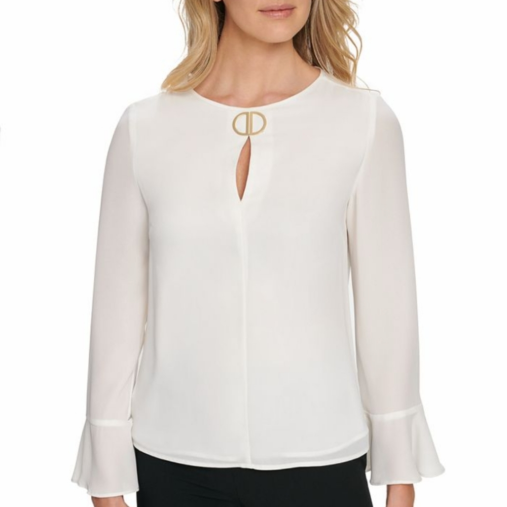 DKNY bell sleeve keyhole top. Sz. XS